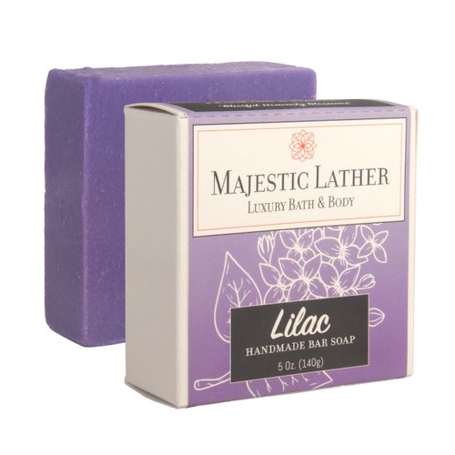 Majestic Lather Lilac Luxury Floral Bar Soap for Face & Body. Moisturizing & Nourishing. For All Skin Types. Made in the USA. 5.0 Oz