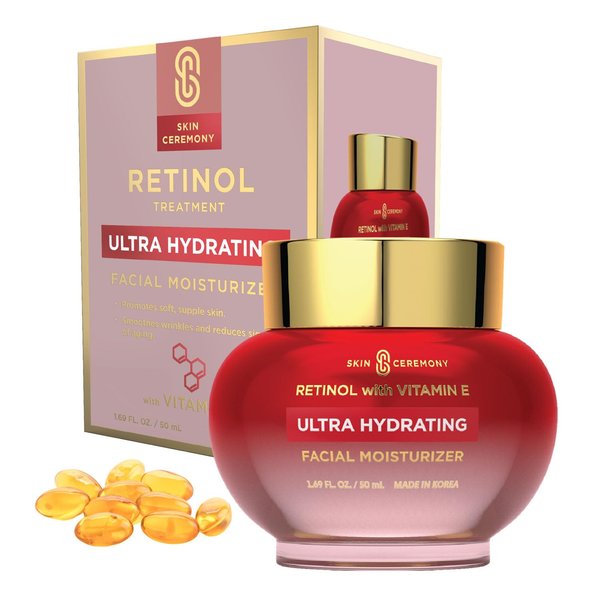 Skin Ceremony Korean Retinol & Vitmain E Moisturizer For Face - Dermatologist Tested - Anti-Aging Cream - Promotes Hydrated Skin - Oily, Fine Lines, Wrinkles & Acne Scars Treatment - Clean Beauty