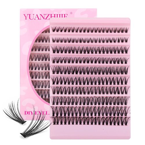DIY Individual Lash Extension 30D Cluster DIY Eyelash Extensions D Curl 8-16 MIX Length Natural Individual Lash Clusters Easy to Graft at Home (0.07-D-Kit58)
