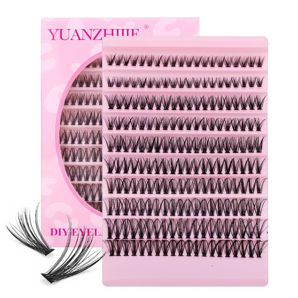 DIY Individual Lash Extension 30D Cluster DIY Eyelash Extensions D Curl 8-16 MIX Length Natural Individual Lash Clusters Easy to Graft at Home (0.07-D-Kit58)
