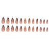 24Pcs Medium Long French Tip Press on Nails Almond Shaped Nude Pink Black Star Fake Nails Glitter Design Nail Decorations Full Cover Artificial Glue on Nails for Women Girls DIY Acrylic Nails Manicure