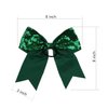Metallic Sequin and Holographic 8 Inch Cheer Bow Cheerleader Cheerleading Jumbo Cheer Bow Hair Tie (Green Sequin)