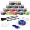ARTEZA Glitter Tattoo Kit - Body Glitter Tattoo Set Includes 15 Vibrant Colors, 2 Brushes, 2 Glue Applicators and 40 Unique Glitter Tattoo Stencils - Glitter Temporary Tattoos For Kids And Adults