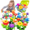 Scientoy Flower Garden Building Toys, Girl Toys Build a Garden, 130 PCS Flower Pretend Gardening Gift for Kids, Floral Arrangement Playset for Age 3-7 Year Old Child Educational Activity