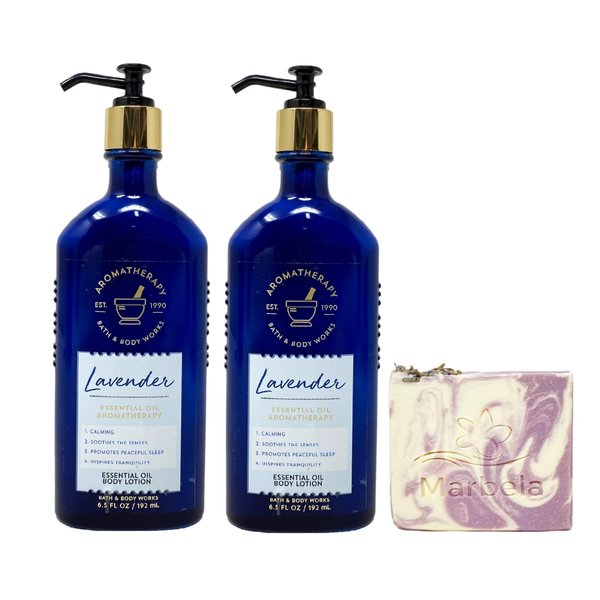 Bath & Body Works Aromatherapy Lavender 2 Pack Body Lotion Set with a Lavender Dream Bar Soap - Full Size