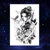 Oottati 6 Sheets Black Japan Warrior Samurai Goldfish Geisha Bird Lotus Prajna Rabbit Temporary Tattoos