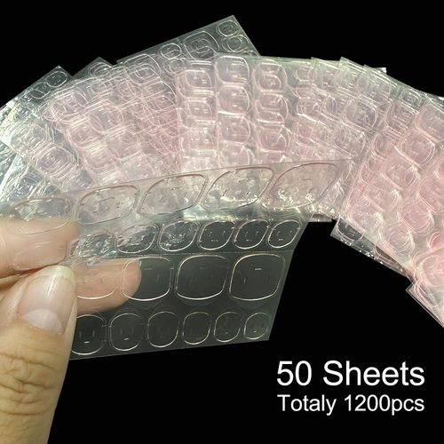 Sawvolker 50 sheet Nail Adhesives Stickers for False Nail Tips,Jelly Nail Glue Double Sided Nail Adhesive for Press on Nails Sticky Tabs Waterproof False Nail Glue Quick Tips Nail Tabs