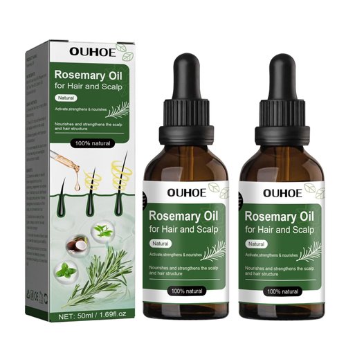 Rosemary Hair Oil, Stimulate Hair Growth, Organic Ingredients, Male and Female, Multi in One Hair Care Shampoo, Restore Hair Vitality 1.69floz (2pcs)