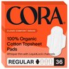 Cora Organic Pads | Ultra Thin Period Pads with Wings | Regular Absorbency | Ultra-Absorbent Sanitary Pads for Women | 100% Organic Cotton Topsheet (36 Count)