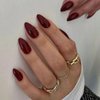 24Pcs Wine Red Press On Nails Short Oval,CEWEWP Thick Acrylic Nails Press Ons,Short Almond Nails Glue on,Natural Round Fake Nails,One Color Gel Stick On Nails Set For Tiny Average Wide Nail Beds
