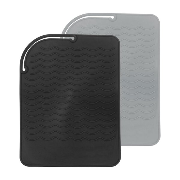 HARFINGTON Silicone Iron Hair Curling Pad Set, Multipurpose Iron Hot Resistant Mat Hair Curling Plate for Hair Straightener, Hair Rollers and Hair Styling Tools, Black/Grey