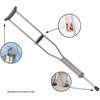 Cornucopia Replacement Crutch Parts Set, Comfortable Gray Rubber Pads Underarm Cushions, Hand Grips, and Feet Caps, Fits Standard Aluminum Crutches