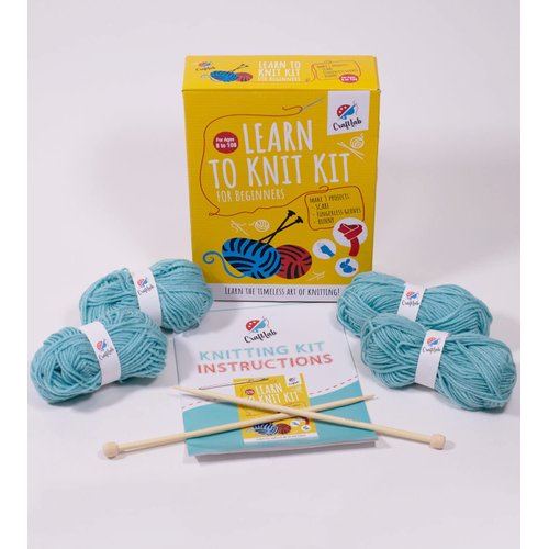 CraftLab Knitting Kit for Beginners, Kids and Adults Includes All Knitting Supplies: Wool Yarn, Knitting Needles, Yarn Needle and Instructions – Fantastic Gift