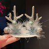Deer Antler Hair Clips Christmas Hair Accessories Reindeer Antlers Snowflake Design Glitter Hair Barrettes Cute Small Hair Clip Winter Xmas Hair Decorations for Women Holiday Party Favors, 1 Pairs