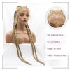 Kalisa,Blonde 4 Twist Lace Front Braid Wig Nature Looking with Baby Hair Synthetic Wigs Hand Tied Heat Resistant Fiber 4 Braided Daily Wear Wigs for Women 30 Inches