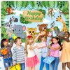 Avezano Safari Happy Birthday Banner Jungle Animals Happy Birthday Backdrop Jungle Animal Theme Birthday Party Decorations Safari Happy Birthday Party Supplies 70.8 x 43.3 Inch