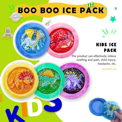 Kids Ice Pack, Hot or Cold Pack Gel Cooling Pad, Reusable for Injuries Medical Health,Swelling and Pain Relief, Tired Eyes, Child Injury, Headache, Sinus Relief (Dinosaur Ice Pack)