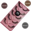 Cat Eye Lashes Mink Magnetic Eyelashes Natural Look 3D Curl Winged Natural Durable Makeup Realistic Self Adhesive Messy End Eye Elongated Thick False Eyelashes Soft Fake Lashe (5 Pairs Pack) (Style 2)