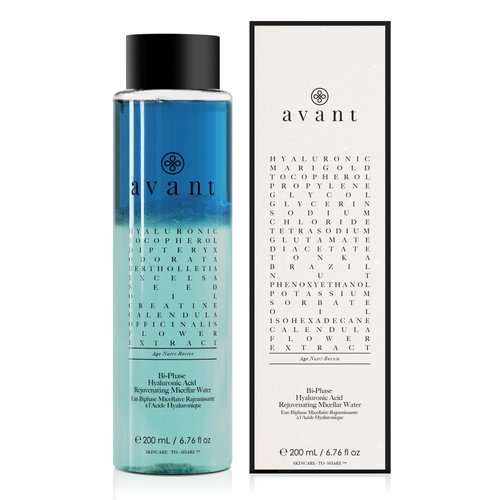 Avant | Bi-Phase Hyaluronic Acid Rejuvenating Micellar Water | 1x 6.76 fl oz | Anti-Ageing, Brightening, Helps Reduce Wrinkles & Improve the Appearance of Sagging Skin & Uneven Skin Tone
