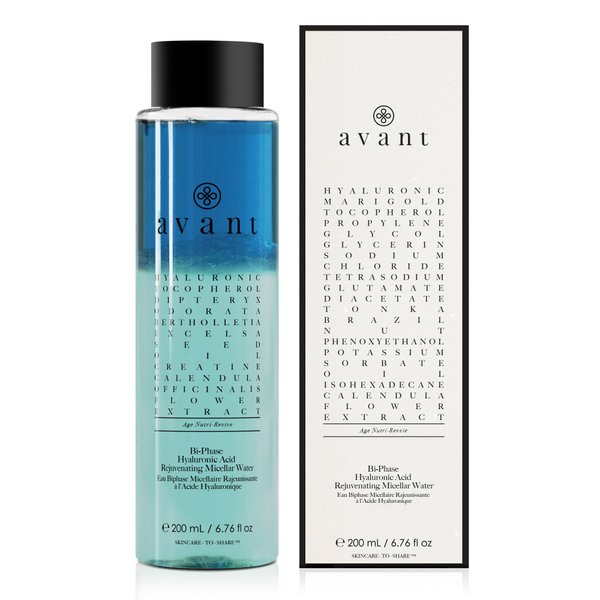 Avant | Bi-Phase Hyaluronic Acid Rejuvenating Micellar Water | 1x 6.76 fl oz | Anti-Ageing, Brightening, Helps Reduce Wrinkles & Improve the Appearance of Sagging Skin & Uneven Skin Tone
