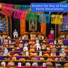 Mexican Party Banners (5 Pack - 10 Plastic Flag Designs per Banner) - Papel Picado Dia de Los Muertos Decorations for Altar - Day of The Dead Banners - Day of Dead Decor