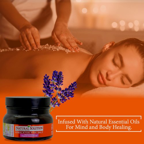 Natural Solution WBM Himalayan Salt Body Scrub with Organic Lavender Oil, Relaxing and Purifying Deep Cleansing – 12.3 oz, 10.6 Oz
