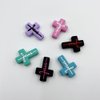 12Pcs Silicone Cross Beads Silicone Focal Beads Mix Color Cross Shaped Beads Focal Beads for Pens Flat Loose Spacer Beads for Keychain Making Bracelet Necklace DIY Pen Beads