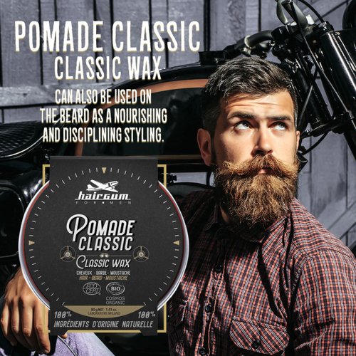 Hairgum Beard Styling Wax and Hair Pomade - Mens Classic Organic Hair Wax - Natural Hair Styling Wax with Easy Style - Firm Hold Hair Pomade for All Hair Type - High Shine Hair Wax Lasts All Day Long