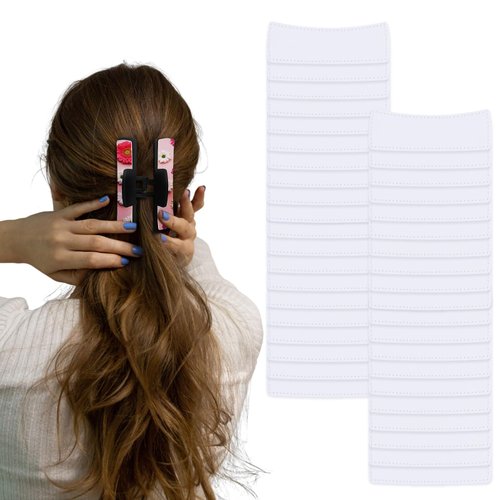 40 Pack Hair Claw Clips Cover Sublimation Blanks for Square Claw Clips Sublimation Hair Claw Clips Cover Blanks Including Strong Double-sided Adhesive Pu Leather Sublimation Blanks for Rectangle Clips