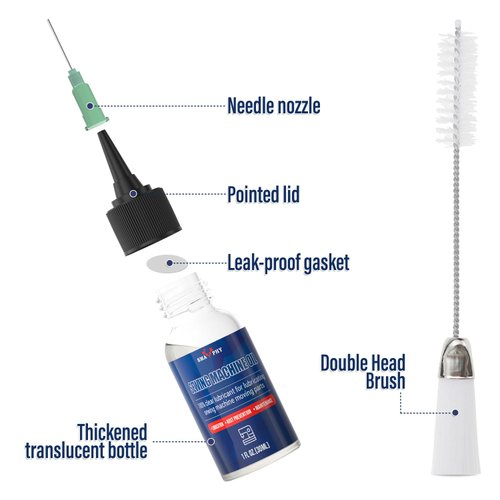 SMAPHY Sewing Machine Oil with 1.5-inch Needle tip and Dual-Ended Brush, Clear Machine Oil for Lubrication of All Sewing Machine Moving Parts