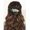 Brishow Green Leaf Bride Wedding Hair Clip Sliver Flower Hair Barratte Festival St Patrick's Day Hair Accessories for Women and Girls