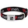 Buckle-Down Seatbelt Buckle Dog Collar - Broken Heart MEH Black/Red/White - 1.5" Wide - Fits 13-18" Neck - Small