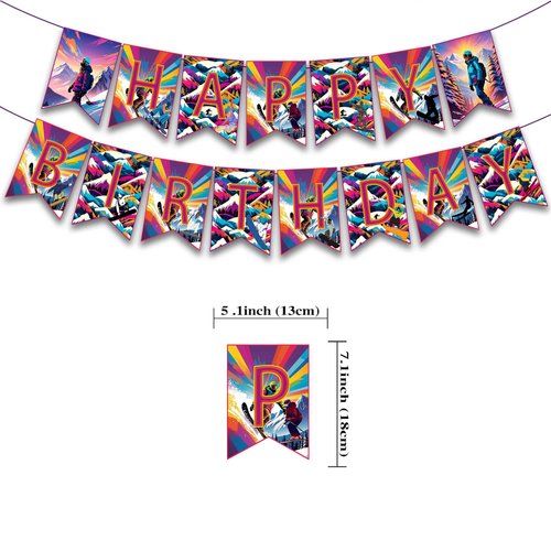 Skiing Birthday Party Supplies Skiing Party Decorations Include HAPPY BIRTHDAY Banner Balloons Cake Topper Cupcake Toppers Winter Sports Birthday Party Decorations