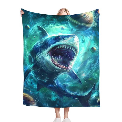 Funny Shark Blanket Fantasy Shark Throw Blanket Shark Gifts and Decor Shark Blanket for Girls Women Men Boys Soft Warm Cozy Fleece Blanket for Couch Sofa ​Bed 50"x40"
