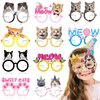 MDNHIO 36PCS Cat Party Favor 24PCS Tattoos 12PCS Paper Eyeglasses Kitty Themed Paper Photo Booth Props Birthday Party Decorations Dress Up Cute Style Funny Sunglasses Supplies Photography