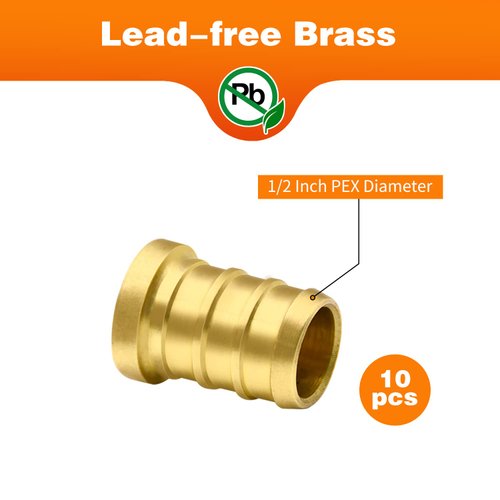 10pcs/25pcs PEX Barb Plug End Cap, 1/2" PEX Caps/ 3/4" PEX Caps, PEX Barb Plug End Cap, Brass PEX Barb Plug End Cap Pipe Fitting (1/2", 10pcs)