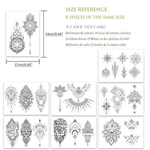 Roarhowl Metallic sparkle temporary tattoos, gold, silver, suitable for all skin tones (silvery 3)