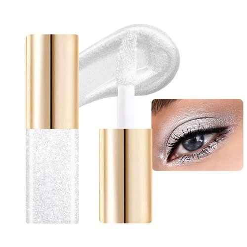 Liquid Glitter Eyeshadow, Fine shimmer highlight Liquid Glitter Eyeshadow, Long Lasting, Quick-Drying, Opaque, Gel-Based Eyeshadow For Creating High-Impact, Multi-Dimensional Eye Looks, (01#PEARL)