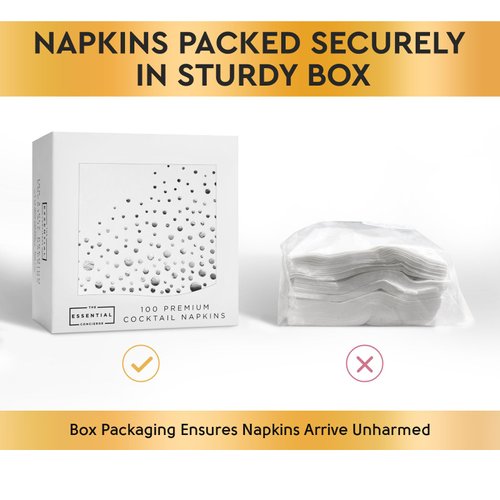 Stylish Silver Cocktail Napkins, 100 White and Silver Napkins, Disposable 5x5 Inch Silver Party Napkins, 3-Ply Holiday Cocktail Napkins, Disposable Silver Paper Napkins, Silver Chrismas Napkins