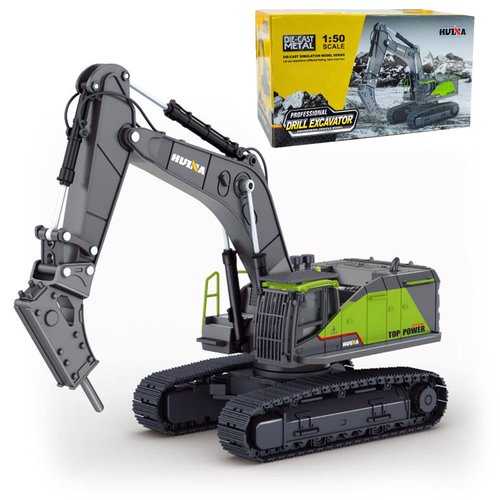 Gemini&Genius Drill Excavator Toy for Kids, 1:50 Scale Impact Hammer Excavator Construction Vehicle Toy, Demolition Machine-Tracked Driller, Engineering Car Great Toys and Gifts