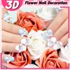 50 Pcs 3D Acrylic Flower Nail Charms Flowers Star Nail Charm for Nail Gems and Rhinestones with Pearl Beads Crystals Nail Blossom Spring Nail Supplies for DIY (White, Flower Style)