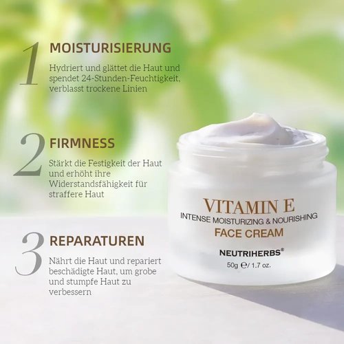 Neutriherbs Vitamin E Face Cream,Day and Night Facial Moisturizer for Women and Men, Nourishing and Hydrating Fit for Sensitive Skin - 1.7 oz