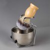 NARAMAX 2 in 1 Shave Cup with Stand Holder Set Shaving Bowl with Stainless Steel Shaving Stand Brush Holder Set Razor Brush Bowl Grooming Tool for Men Beard Cleaning