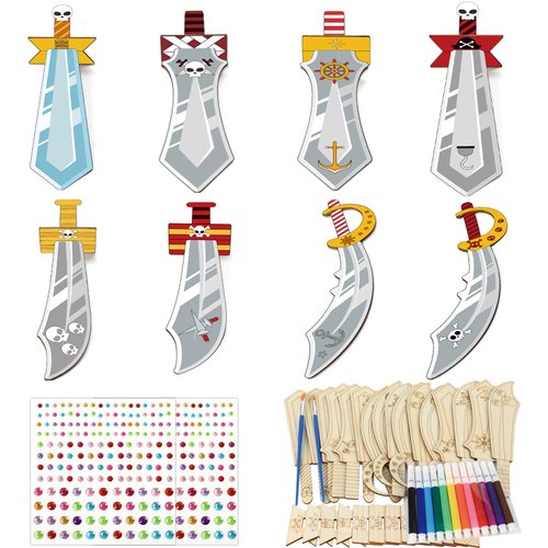 gisgfim 16 Sets Pirates Craft for Kids Make You Own Pirates Wooden Ornaments 3D Pirate Coloring Ornaments for Boys Girls DIY Pirates Craft Set for Art Activities Pirates Party Favor Cosplay Supplies