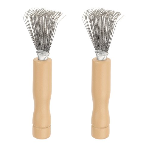 2 Pcs Rake Wooden Handle Hair Remover Brush with Metal Wire Remove Comb Cleaning Tools Mini Hairbrush Cleaning Hair Dirt Hair Brush Cleaner Tool for Removing Hairs Dust Dirt Lint Home Salon
