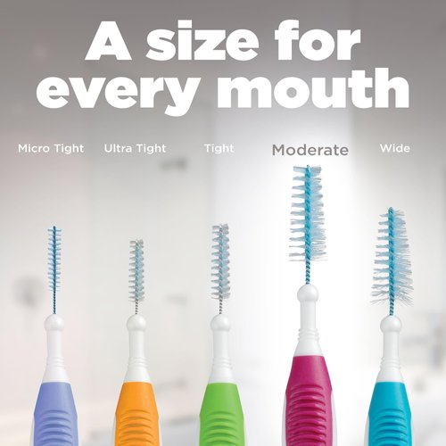 GUM Proxabrush Go-Betweens - Moderate - Interdental Brushes - Soft Bristled Dental Picks for Plaque Removal & Gum Health - Safe for Braces & Dental Devices, 10ct