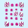 24Pcs Summer Press on Toenails Rose Red Fake Toe Nails with Rhinestones Designs Full Cover Glossy Stick on Toenails Reusable Acrylic Toenails for Women Girls Spring Summer Nail Art