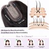 TESSHAIR Hair Toppers Pieces for Women Real Human Hair, Upgraded 7 * 13cm Silk Base Clip in Hair Extensions Hair Toppers Wiglets Hairpieces for Thining Hair Women Short Hair, No Bangs 12 Inch #1B