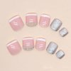 Press on Toenails French Tips Toe Nail Press ons Fake Toe Nails False Toenails Full Cover Acrylic Glue on Toenails with Designs Rhinestones Toe Press on Nails Stick on Toenails for Women Manicure