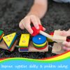 LMC Products Wooden Train with Shape Sorter & Pegs - Fine Motor Skills Toy, Wooden Toddler Stacking Toys, Montessori Toys for Toddlers 3 Years+ Wood Shape Sorter Train